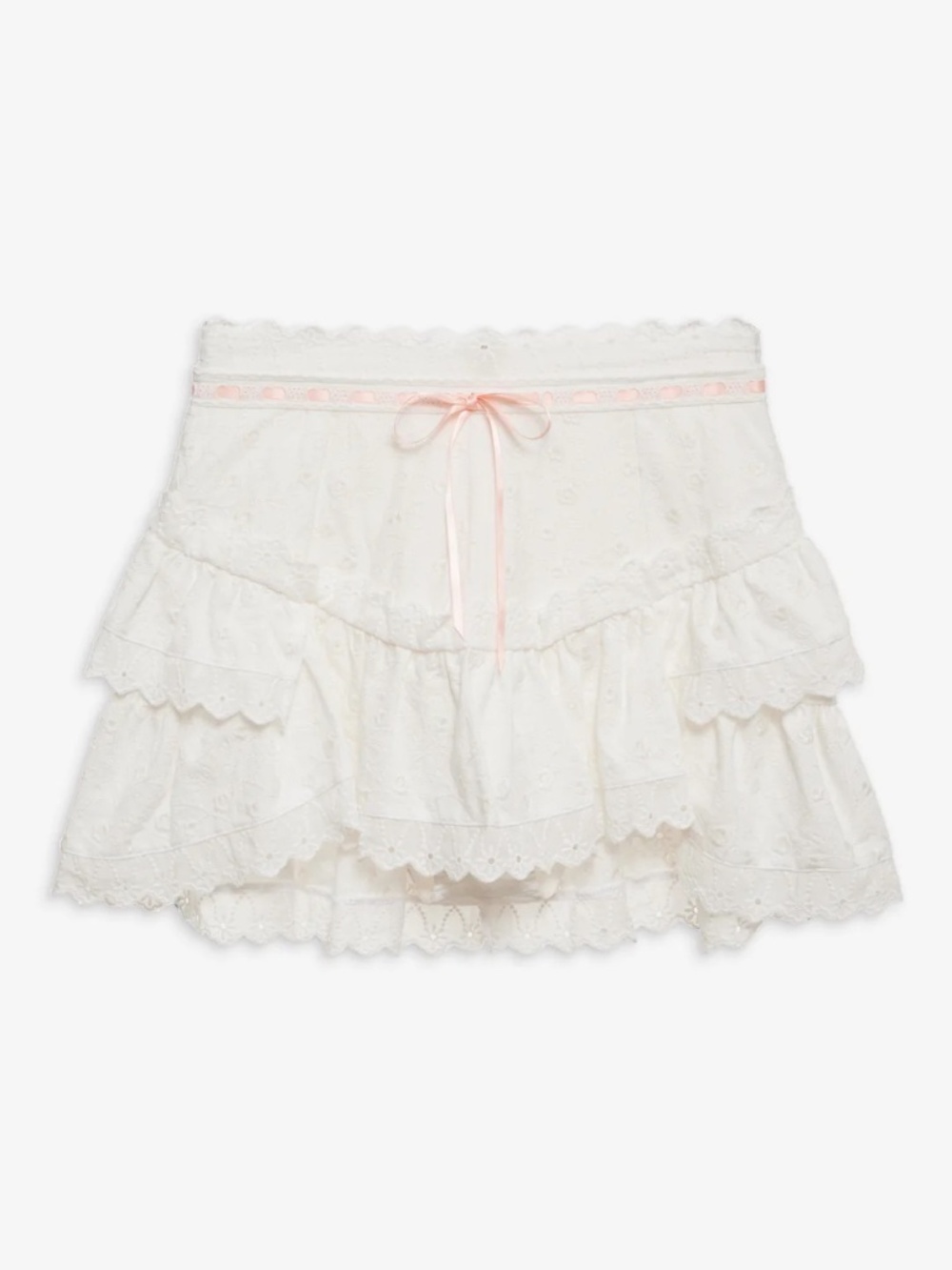 For Love & Lemons Summer Swirl Eyelet Mini Skirt / XS / White / NWT - Picture 5 of 11
